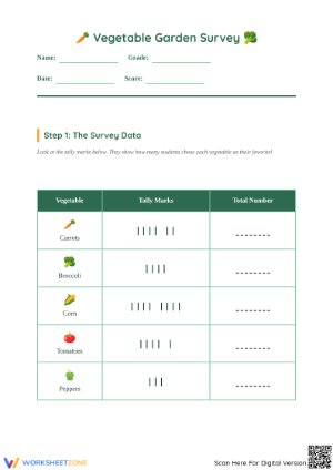 Printable Veggie Survey & Graphing Worksheet | Grade 2 Math