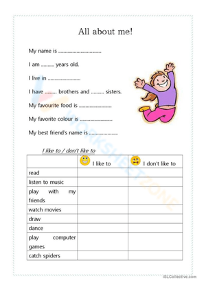 Fun Activity: Back to School All About Me