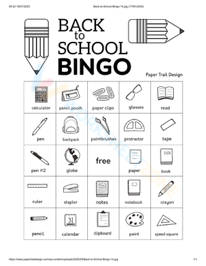 Back to School Bingo Card | Printable Grade 1-5 Activity