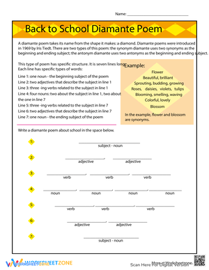 Creative Writing: Back to School Diamante Poem