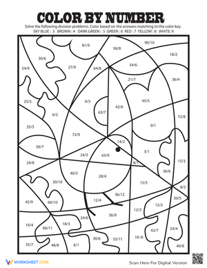 Color by Number: Division Fun Worksheet