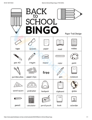 Back to School Bingo Card | Essential Grade 1-5 Activity