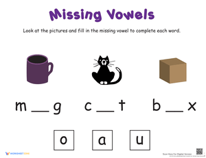 Find the Missing Vowels: Phonics Worksheet