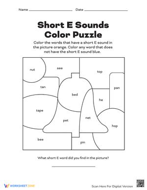 Explore Short 'E' Sounds: Phonics Worksheet