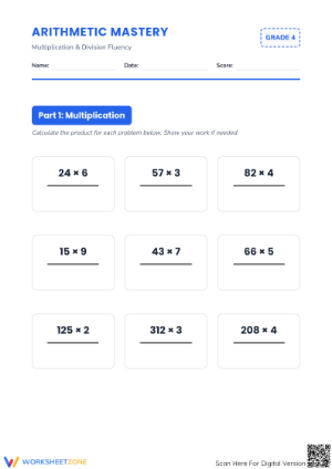 Multiplication and Division Worksheet | Grade 4 Essential