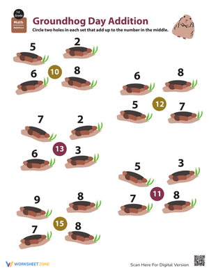 Holiday Math: Groundhog Day Addition Fun
