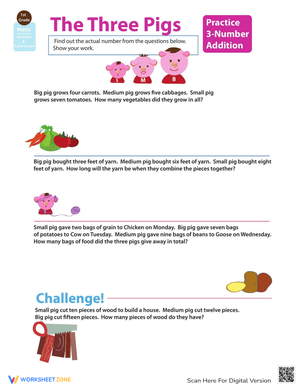 Adding Three Numbers with Pig Theme