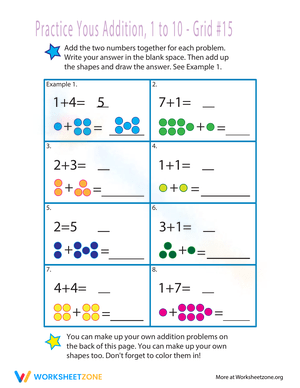 Count Dots Addition: Single-Digit Practice 15