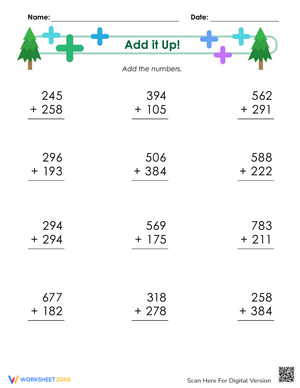 Add It Up! Three-Digit Numbers