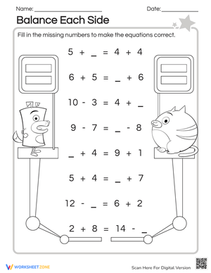 Balance Each Side: Math Balancing Act
