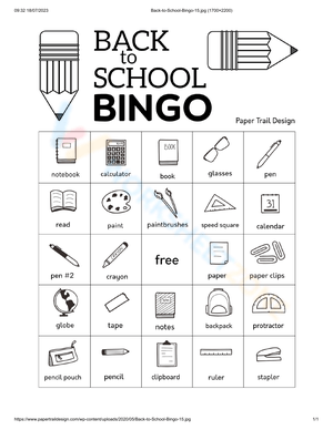 Back to School Bingo Printable | Grade 1-5 ELA