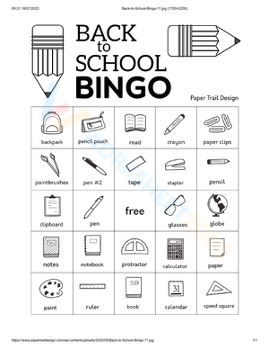 Back to School Bingo Card | Essential Grade 1-5 Activity