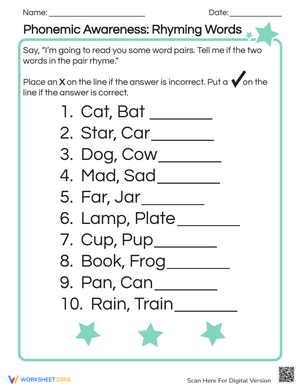 Rhyming Words Practice