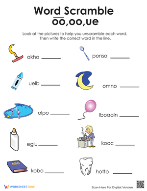 Word Scramble 'O' Worksheet