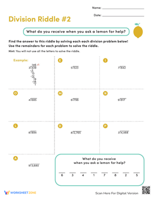 Division Riddle 2 Worksheet