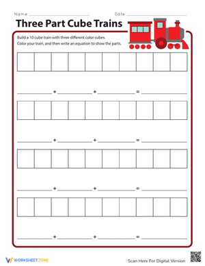 Three-Part Cube Trains Worksheet