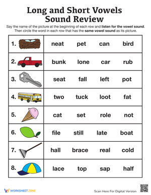 Long and Short Vowel Sounds Practice