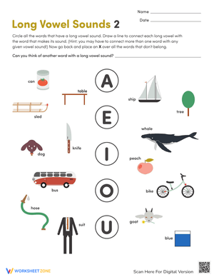 Long Vowel Matching Activity