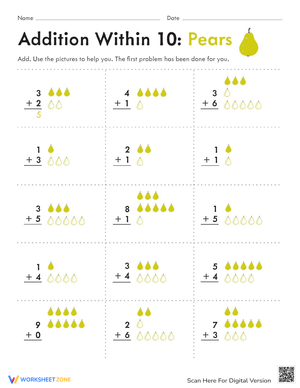 Count 'Em Pear Addition Practice