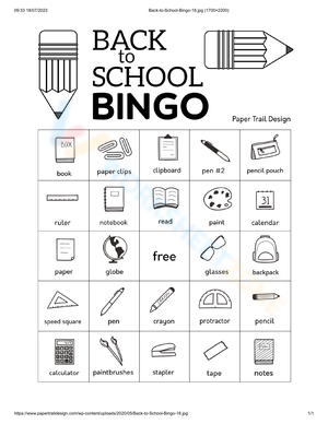 Back to School Bingo Card | Printable Grade 1-5 Activity