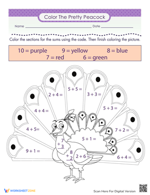 Coloring Worksheet: Pretty Peacock