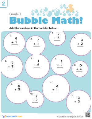 Bubble Math Addition Practice