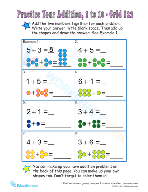 Count Dots Single-Digit Addition Practice