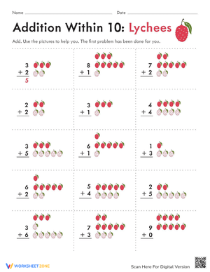 Count 'Em Lychee Addition Practice