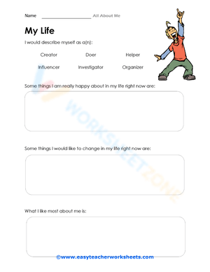 Back to School: My Life Worksheet
