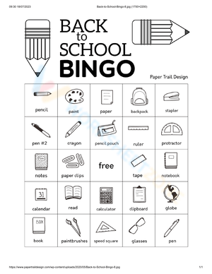 Back to School Bingo Card | Essential Grade 1-5 Activity