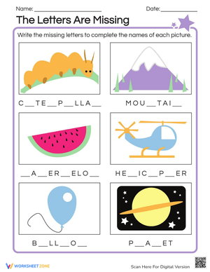 Find the Missing Letters Worksheet