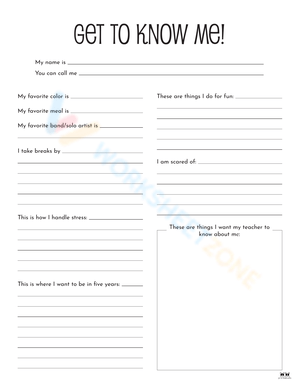 Back to School Get to Know Me Printable