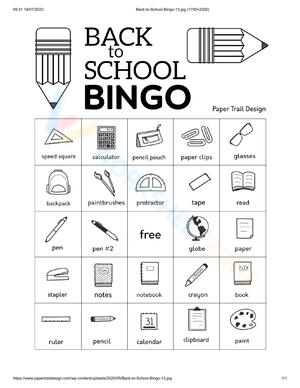 Back to School Bingo Card | Essential Grade 1-5 Activity