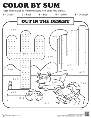 Color by Sum: Desert Theme Addition