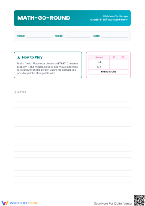 Printable 4.NBT.B.6 Division Game | Grade 4 Math Challenge