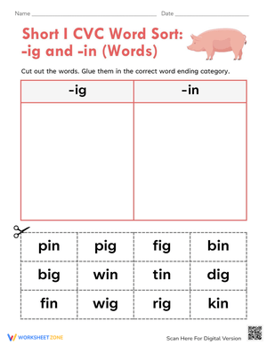 Short I CVC Word Sort