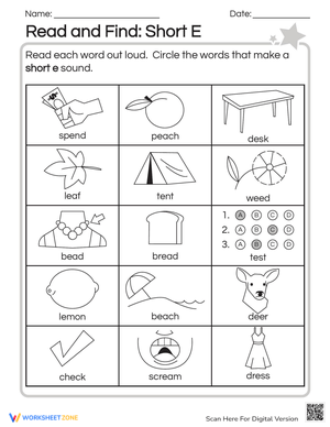 Read and Find: Short E Words