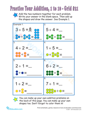 Single-Digit Addition with Counting Dots