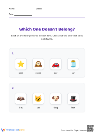Rhyming Words Worksheet | Grade 2 Essential Phonics