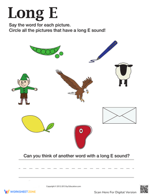 Long E Practice Worksheet