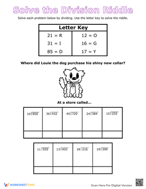Solve Division Riddle Worksheet