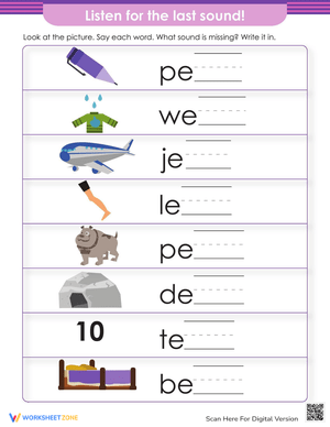 Listen for the Last Sound: Phonics Practice