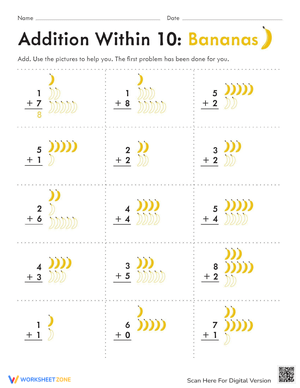 Count and Add: Banana Addition Practice