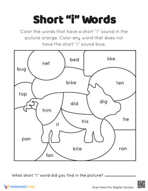 Short Sounds: I Phonics Practice Worksheet