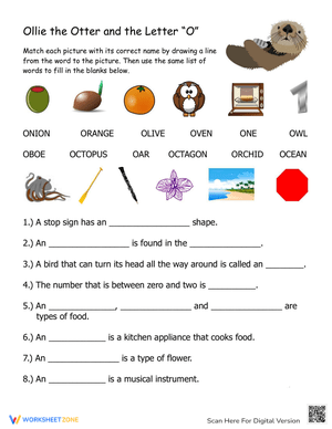 Explore Words That Begin With O Worksheet