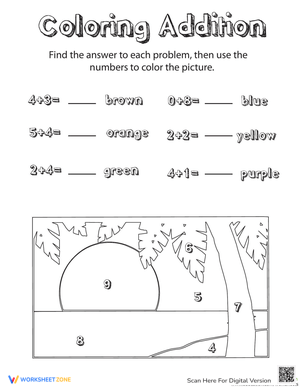 Coloring Addition: Math Fun Worksheet