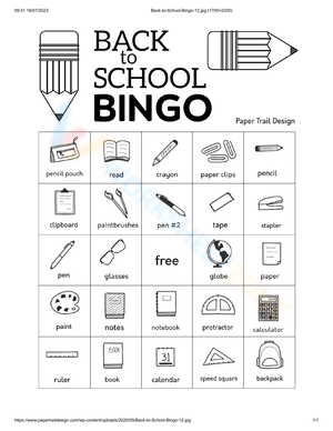 Back to School Bingo Card | Essential Grade 1-5 Activity