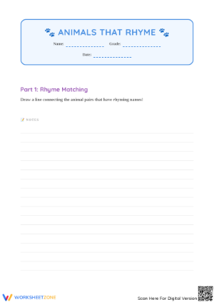 Animals that Rhyme Worksheet | Essential Preschool ELA