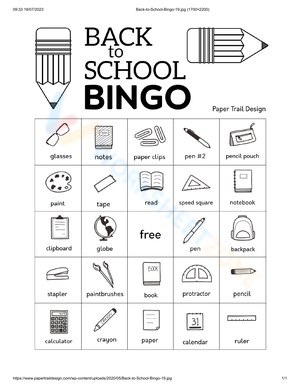 Back to School Bingo Card | Essential Grade 1-5 Activity