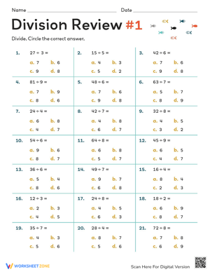 Division Practice: Review Worksheet